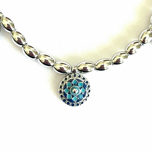 💐Navia Azure 35” Mehrangarh Moonbeam Silver and Blue Layered Necklace New - Picture 4 of 8